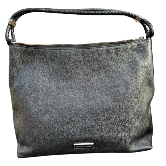 Michael Kors Handbags - Michael Kors Lexington Shoulder Bag Black with Silver Hardware Braided Straps